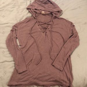 Purple Lace Up Sweatshirt